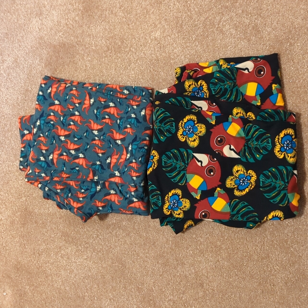 LuLaRoe 2 pair leggings Tall and Curvy Fairie & Toucans